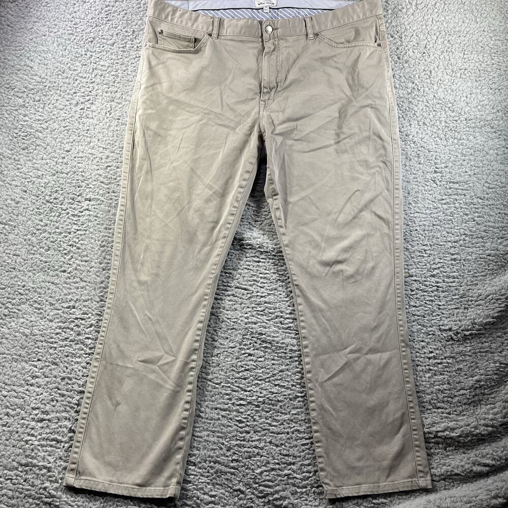 Peter Millar Five-Pocket Pants Men's Size 40 Khaki Cotton Modal Stretch Slim Fit